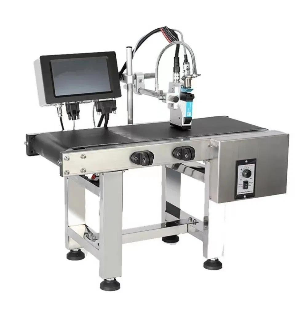 Automatic Expiration Date Printer Online Ink Jet Tin Can Plastic Bottle Expiry Date Printing Machine 25.4 with Paging Conveyor Machine