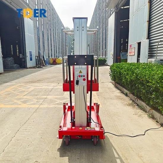 Tder 4m 6m 8m 10m Lifting Height Adjustable One Mast Aluminum Alloy Work Platform
